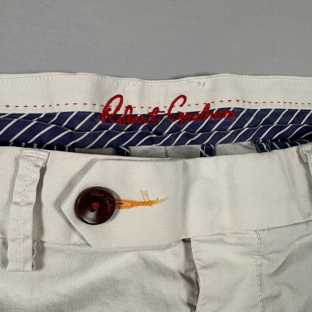 Robert Graham Kipling Mens 40x34 Ivory Pima Cotton Stretch Tailored Chino Pants - Picture 3 of 16